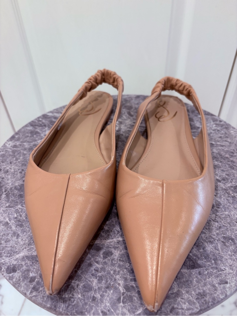 Sam Edelman Pointed-Toe Slingback Flats in Nude Blush